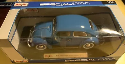 MAISTO Special Edition 1955 Volkswagen Kafer Beetle  1/18 Royal Blue New • $38