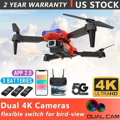 $55.99 • Buy 4K GPS Drone With HD Camera Drones WiFi FPV Foldable RC Quadcopter W/3Batteries