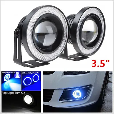 3.5  COB LED Fog Light Projector Blue Angel Eyes Halo Ring DRL Lamp Headlight 2X • $26.89