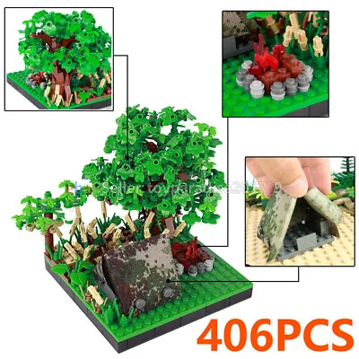 MOC WWII Modern Military Battle Scene Jungle Position Model Toy Building Blocks • $39.42