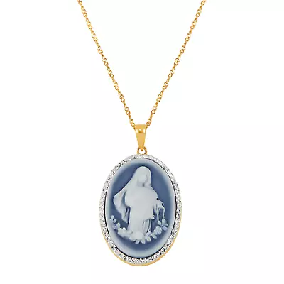 Finecraft Virgin Mary Cameo Pendant W/ Crystals In 18K Gold-Plated Silver 18  • $29.99