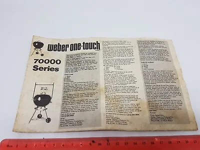 Vintage 1987 Weber Charcoal Kettle BBQ 70000 Series Assembly Instructions • $19.95