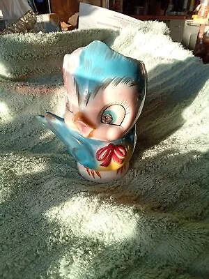 Vintage Lefton China Bluebird Vase/Planter With Rhinestone Eyes #288 • $34.95