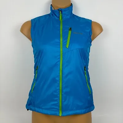 Marmot Tempo M3 Softshell Vest Full Zip Pockets Blue Womens XS * • $19.99