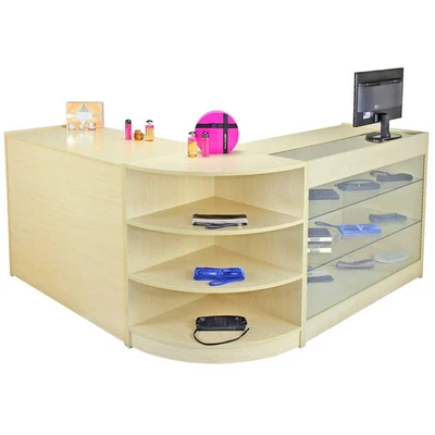 £574.99 • Buy Retail Counters Storage Shop Display Cabinets Glass Showcase Maple Shelves Titan