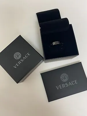Versace Silver Meander Ring Men's Size 19 ITLY/US 8.5 NEW DESIGNER JEWELRY • $225