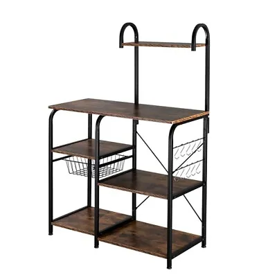 Vintage Kitchen Baker's Rack Utility Storage Shelf 35.5  Microwave Stand 4-Tier • $85.06