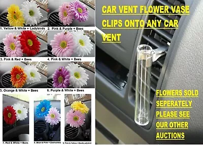 Vent Mounted Clip On Flower Vase Holder Car Camper Fits VW Beetle Mini Fiat 500 • £7.57