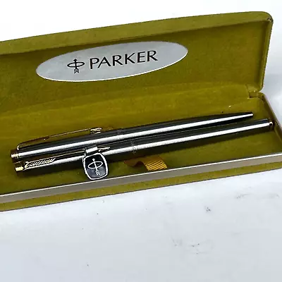 80s Vintage Fountain Pen Parker M Nip / Ballpoint Pen Stainless Steel • $129.99