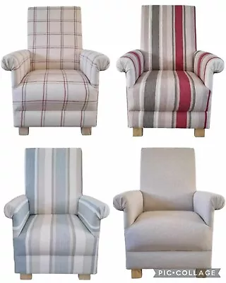 Adult Armchair Laura Ashley Awning Stripe Fabric Corby Check Chair Accent Red • £229.99