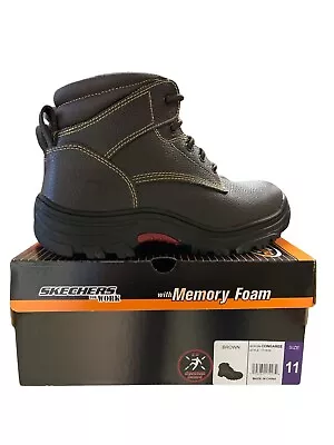Skechers Men's Work Burgin Congaree Soft Toe Memory Foam Work Boots - Brown! • $48.99