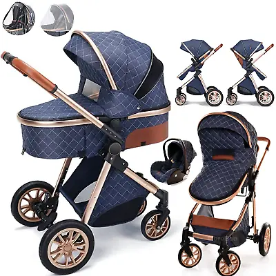 NEW Baby Pram Pushchair Buggy Stroller 3in1 Travel System Car Seat Newborns • £198.99