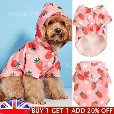 Pet Dog Raincoat Waterproof Clothes Jumpsuit Puppy Hooded Jacket Dogs Rain Coat • £4.99