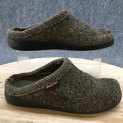 £23.74 • Buy Haflinger Slippers Mens 42 Slip On Mules Clogs Brown Wool Round Toe Low Top Flat
