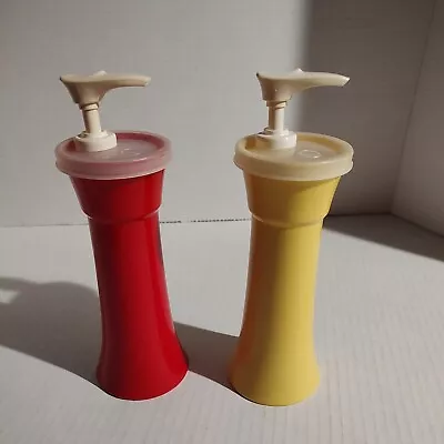 Vintage Retro Tupperware Ketchup And Mustard Pump Dispensers Tailgating • $13.95