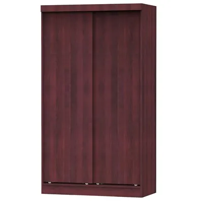 Pemberly Row Modern Modern Wood Double Sliding Door Wardrobe In Mahogany • $298.41