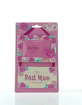 Best Mum Wooden Hanging Photo Frame And Wall Plaque Bday Mothers Day • £2.99