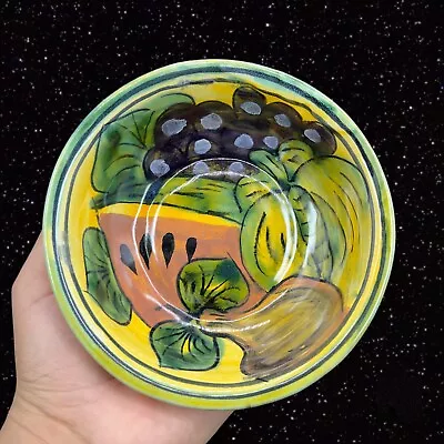 Talavera Mexico Folk Art Pottery Bowl Dish Hand Painted Fruit Signed Mora 6 W 2  • $20