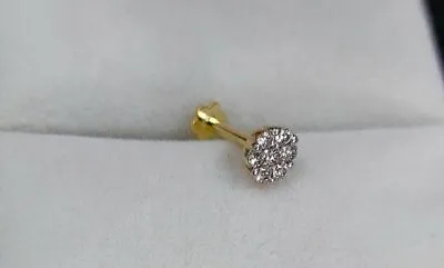 Diamond Nose Piercing 14k Solid Gold Natural Diamond Nose Pin Body Jewelry NS8 • $879.74