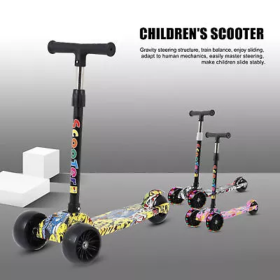 LED 3 Wheels Scooter Child Kids Kick Push Scooter Flashing Tilt Lean Boys Girls • £25.99