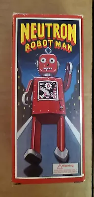 Tin Wind-up Robot Toy: Neutron Robot Man Schylling With Box & Key 1999 Vintage • $20