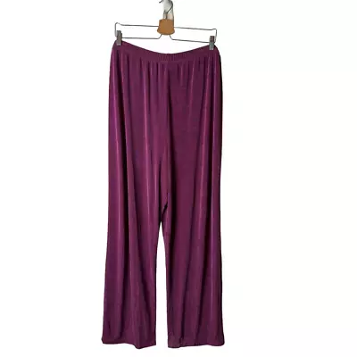 Vikki Vi Women's Plus 3X Purple Slinky Pull On Straight Leg Pants USA • $29.95