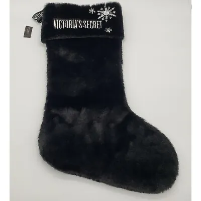 Victoria's Secret Christmas Stocking Black Velvet Rhinestone Embellished NWT • $15.99