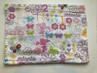 Minnie Mouse Flat Sheet Toddler Bed Numbs Butterflies Flowers Pink 1 Small Stain • $14.50