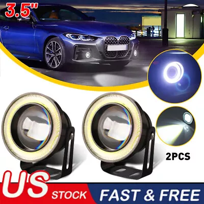 2x 3.5  Universal Halo Ring Angel Eyes LED DRL Fog Light Projector White • $19.99