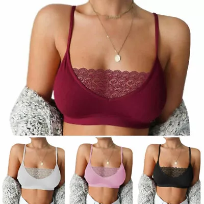 Womens Ladies Lace Bra Vest Crop Tops Lingerie Underwear Nightwear Sleepwear S) • £8.56