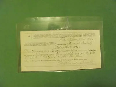 1876 Railroad Land Co. Antique Sales Receipt Cedar Rapids & Missouri River Ia. • $14.95