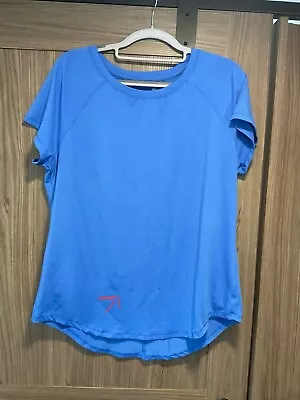 All I Motion Blue Short Sleeve Active Wear Shirt See Spots In Photos Womens SZ L • $9