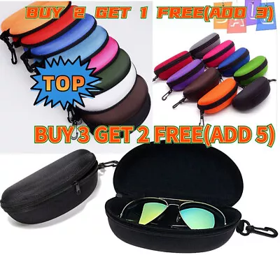 Portable Large Zipper Eye Glasses Sunglasses Hard Case Box Protector Hold Gift- • £3.98