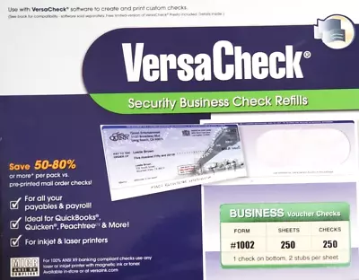 250 Checks - VersaCheck #1002 Business Check Refills BURGUNDY • $29.99