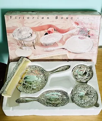 NEW Vintage Victorian Bouquets Silver Plated Vanity Set • $15