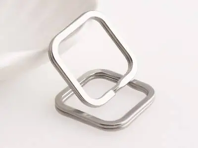 £3.49 • Buy Square Split Ring Stainless Steel Silver Keychain Key-ring For Keys DIY Dog Tags