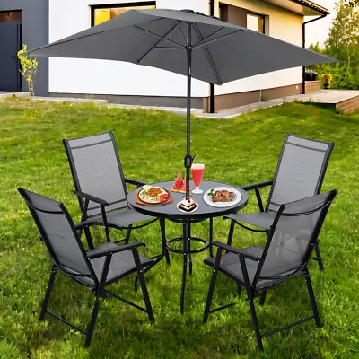 2/4Seater Bistro Set Garden Patio Balcony Outdoor Dining Furniture Table W/ Hole • £95.95