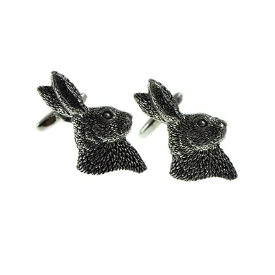 English Made Rabbit Hare Pewter CUFFLINKS Mens Ladies Birthday Present GIFT BAG • $20.79