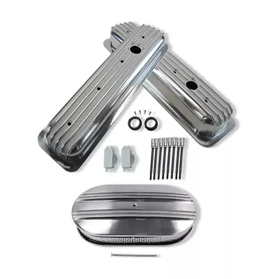 For 87-Up SBC 350 Center Bolt Vortec Finned Short Valve Cover & 15  Air Cleaner • $179.68