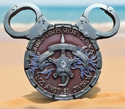 🔥Disneyland Mickey Ears Maroon Disney Challenge Coin U.S. Secret Service Office • $16.95