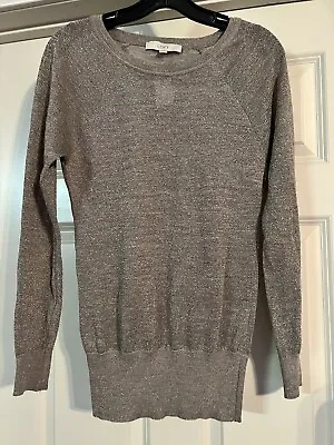 Ann Taylor Loft Silver Metallic Thread Size XS Long Sleeve Pullover Wool Blend • $16.50