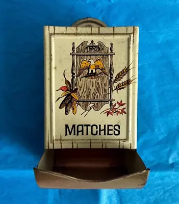 Vintage Tin Metal Match Box Holder Wall Mount Rustic Decor 1776 American Eagle • $16