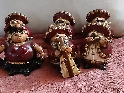 Vintage Mexican Folk Art Mariachi Figurines Hand Painted Chunky Large Set Of 6 • $25.99