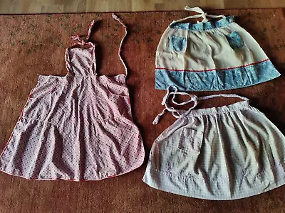 VTG Lot Of 3  Aprons Floral Purple Gingham 2 Waist 1 Full • $5.50