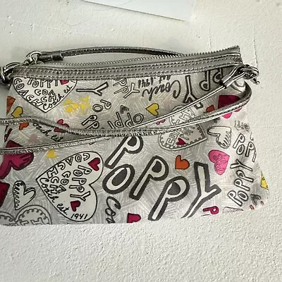 COACH Poppy Graffiti Heart Crossbody Bag Purse Metallic Silver • $25
