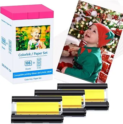 Canon KP-108IN Ink 4 X6  Photo Paper Set For Selphy CP910 CP1000 CP1200 CP1300 • £29.55