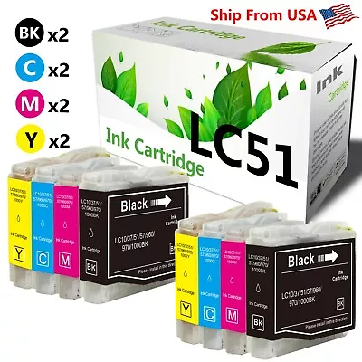 8PK LC51 LC-51 Ink Cartridge For DCP-130C MFC-240C Printer • $9.99