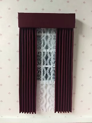 Burgundy Dollhouse Curtains 1:12 Scale • $12.49