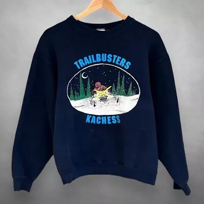 Vintage Snow Mobile Sweatshirt Mens Small Navy Snow Outdoors Crewneck • $14.87