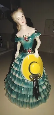 $24.99 • Buy Vintage Goldscheider Porcelain Lady Figurine Southern Belle Green Dress & Hat